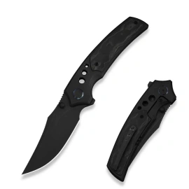 WeKnife Skynix Knife Black Titanium/Marble Carbon Fiber, Black Stonewashed M390 (WE24087-1)