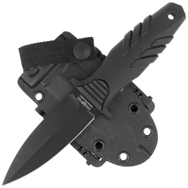Fox FKMD Tactical Elementum Dagger S/E Black PP/TPE Knife, Black Idroglider N690Co (FX-647)