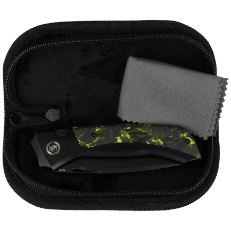 Nóż składany Remette RT-Steed Black Titanium/Black-Green Carbon Fiber, Black DLC M390 (RTWS-BH)