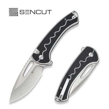 Sencut Squiggy Knife White/Black G10, Satin 9Cr18MoV (S24082A-1)