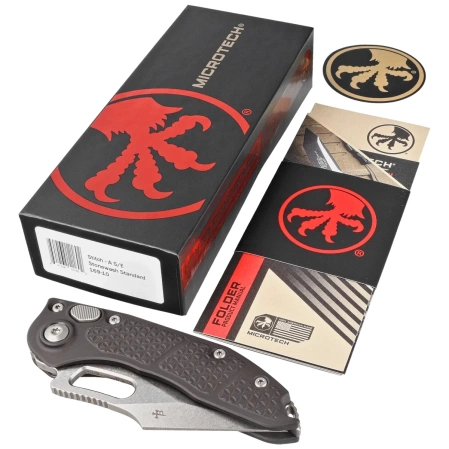 Microtech Stitch-A S/E Automatic Knife Black Aluminum, Stonewashed by Borka Blades and Tony Marfione (169-10)