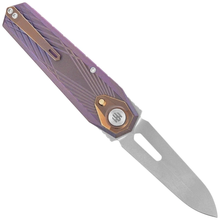 Remette RT-Infinite Power Knife Grilled Blue Titanium, Hand Grinding Pearlescent M390 (RTIP-G)