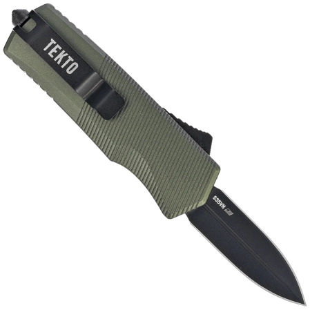Tekto A5 Spry Mini D/E OD Green Aluminum OTF Knife, Black CPM S35VN