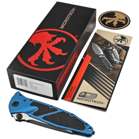 Nóż składany Microtech Socom Elite T/E-M Blue Aluminium, Black M390MK by Tony Marfione (161-1BL)