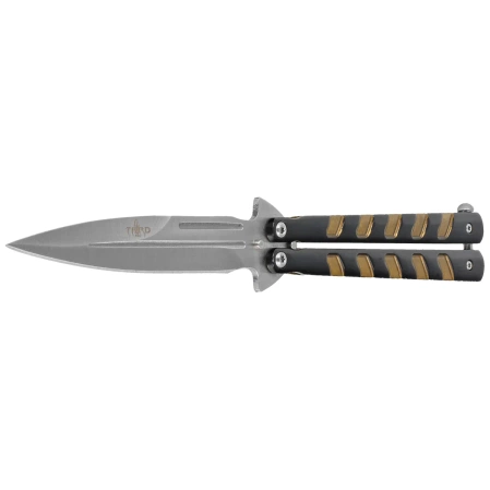 Third Decor Habitat Balisong Black/Bronze Stainless Steel, Satin 420 Butterfly Knife (16100Y)