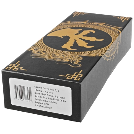 Microtech Socom Bravo Mini T/E Titanium/Carbon Fiber, Bronze HW, Bead Blasted P/S M390 by Tony Marfione (261M-8CFTI)