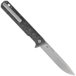 Tekto F2 Bravo Knife Black Forged Carbon Fiber, Silver HW/Clip, Satin D2