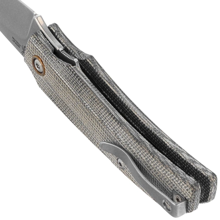 Nóż składany MKM Ice Gray Canvas Micarta, Stonewashed MagnaCut by Tommaso Rumici & Denis Simonutti (MK IC-GC)