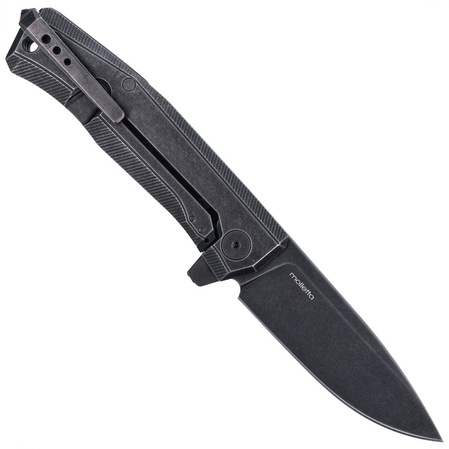 LionSteel Myto Knife Old Black Titanium, PVD Stonewashed M390 by Molletta (MT01B BW)