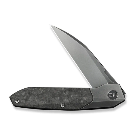 WeKnife Brr15 Gray Titanium/Shredded Carbon Fiber, Polished Gray M390 by Rafal Brzeski (WE24007-3)