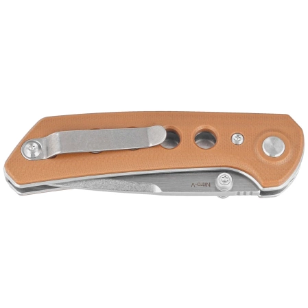 Nóż składany Reate PL-XT Tan G10, Stonewashed Nitro-V