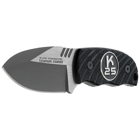 K25 RK-32331 Neck Knife Black G10, Titanium/Brushed 7Cr17Mov