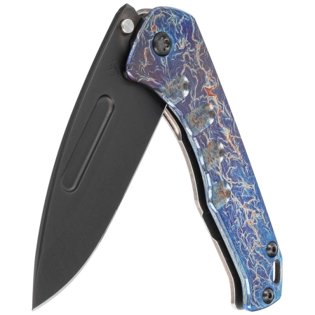 Nóż składany Medford Praetorian Slim D/P Flamed Titanium, DLC HW, Blue Clip, Black DLC S45VN by Greg Medford (MK2084TD-03TM-TPCP-Q4)