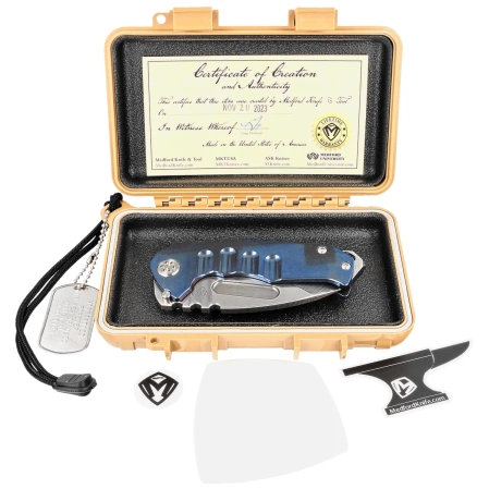 Medford Praetorian Genesis T Drop Point Blue, STD HW/Clip, NP3 Breaker, Tumbled S45VN (MK029STD-37A2-TSCS-BN)