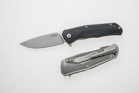 Nóż składany LionSteel T.R.E. G10 Black, Stone Washed Blade (TRE GBK)