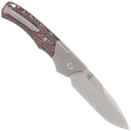 Remette WD107-TB Knife Gray Titanium/Carbon Fiber, Hand Grinding Satin M390 (WD107-TB)