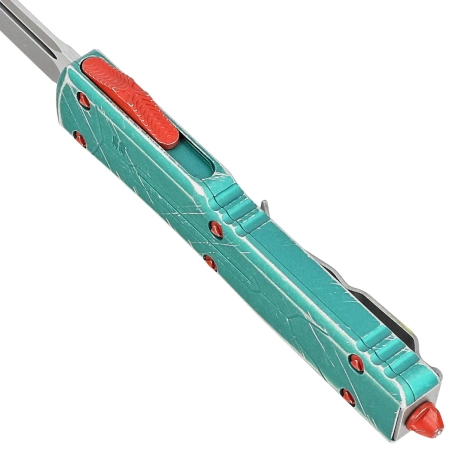 Nóż automatyczny OTF Microtech UTX-70 T/E Bounty Hunter Signature Distressed Green Aluminium, Apocalyptic M390 (149-10BH)