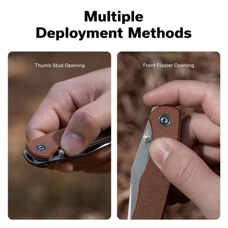 Nóż składany Civivi Clingman Brown Canvas Micarta, Satin Nitro-V by Taylor Martin Best Damn EDC (C23065-3)