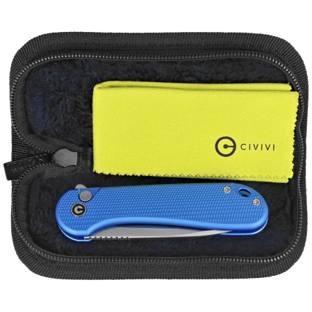 Button Lock Elementum II Knife Blue Aluminum, Satin Nitro-V (C18062PD-2)
