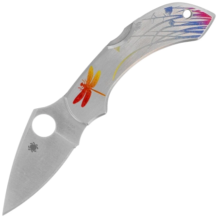 Spyderco Dragonfly Tattoo Stainless, Satin Plain VG-10 by Sal Glesser Knife (C28PT)
