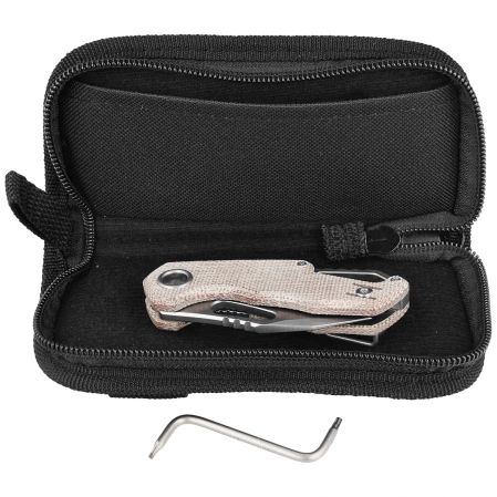 MKM Isonzo Clip Point Knife Natural Canvas Micarta, Stonewashed M390 by Jesper Voxnæs (MK FX03M-3NC)