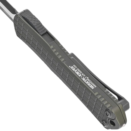 Nóż automatyczny OTF Heretic Manticore S D/E Green Frag Aluminium, Black/Satin MagnaCut by Tony Marfione Jr.