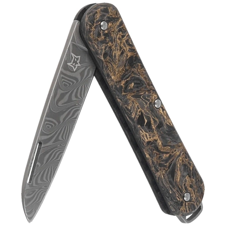 Scyzoryk Fox Vulpis 130 LE No 116/250 Dark Matter Fat Carbon, Super Clean Damascus by Balbach Damast (FX-VPDAM130 DMGO)
