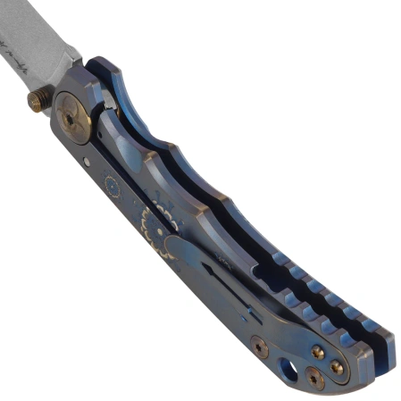 Spartan Blades Harsey Folder ''Plague Doctor'' Blue Titanium, Satin MagnaCut by William W. Harsey (SF5DOCTOR BL)