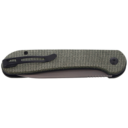 CIVIVI Knife Button Lock Elementum Dark Green Micarta, Gray Stonewashed (C2103C)