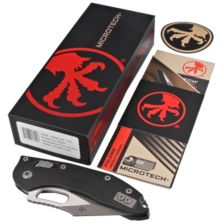 Nóż składany Microtech Stitch Ram-Lok S/E Black Fluted G10, Apocalyptic F/S M390MK by Borka Blades and Tony Marfione (169RL-12APFLGTBK)
