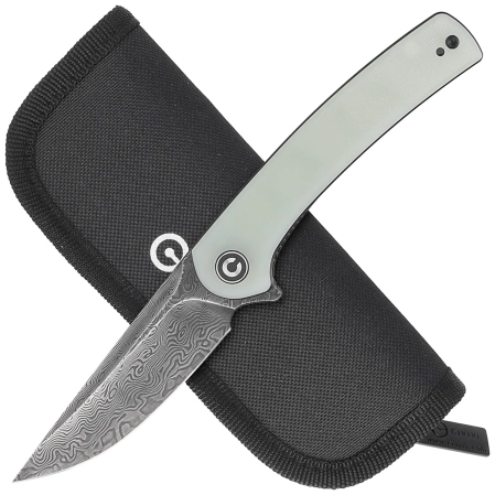 Civivi Mini Asticus Natural G10, Black Hand Rubbed Damascus knife (C19026B-DS1)