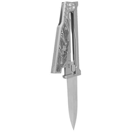 Nóż grawitacyjny Reate EXO-M Gravity D/E Bead Blasted Titanium/Damascus Black-White G10, Satin Elmax