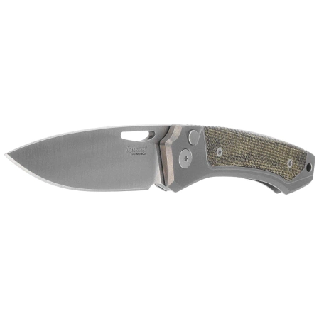 LionSteel Twain Gray Titanium / Green Canvas Micarta, Satin MagnaCut by Gianni Pauletta (TW GY CVG)