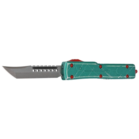 Microtech UTX-70 Hellhound Bounty Hunter Signature OTF Knife Distressed Green Aluminum, Apocalyptic M390 (419-10BH)