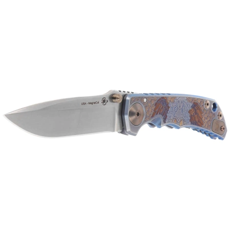 Nóż składany Spartan Blades Harsey Folder Angel Blue Titanium, Bronze HW, Satin MagnaCut by William W. Harsey (SF5ANGL)