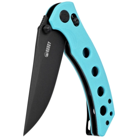 Kubey Hound KU172D Knife Light Blue G10, Blackwashed 14C28N by Maksim Tkachuk