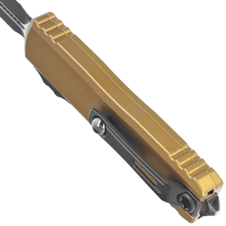 Microtech UTX-85 Gen IV D/E OTF Knife Tan Aluminum, Black M390MK by Tony Marfione (12324-1TA)