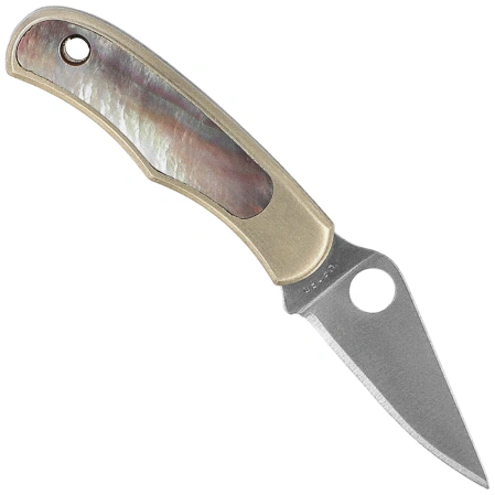 Spyderco Bug Knife Nickel Silver/Abalone, Satin 12C27 (C133AP)