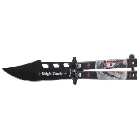 Nóż motylek Martinez Albainox Balisong Black Templar 3D Design Steel, Black 3Cr13Mov (02269)