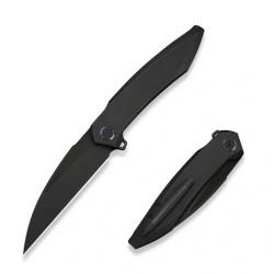 WeKnife Fluxor Knife Black Titanium, Black Stonewashed/Brushed M390 (WE23071-1)