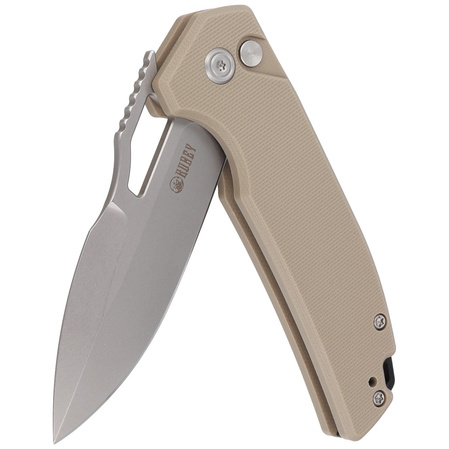 Kubey Knife RDF Tan G10, Bead Blasted AUS-10 by HYDRA Design (KU316D)