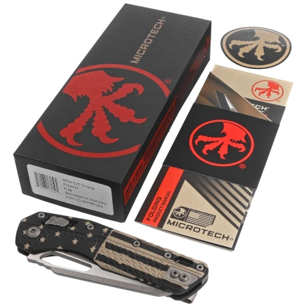 Microtech MSI S/E Ram-Lok Black Flag Tri-Grip Polymer, Apocalyptic M390MK by Tony Marfione (210T-10APPMFLAG)