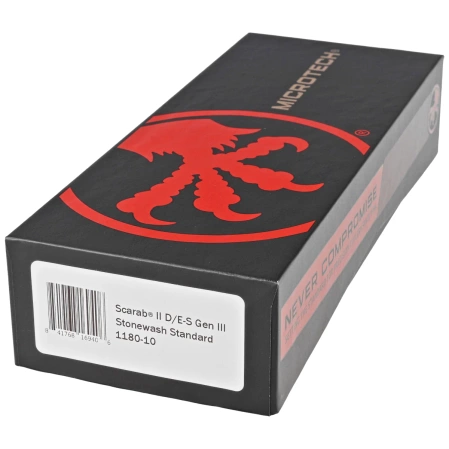 Nóż automatyczny OTF Microtech Scarab II Gen III D/E-S Black Aluminium, Stonewashed M390MK by Tony Marfione (1180-10)