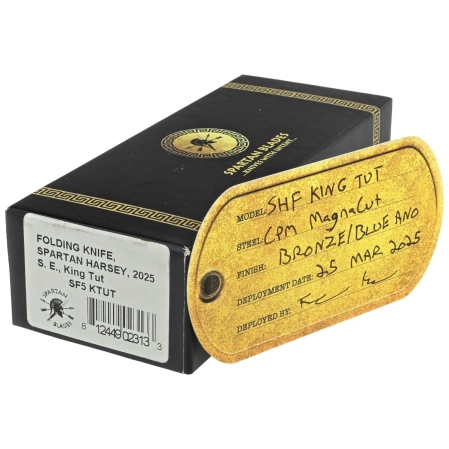 Nóż składany Spartan Blades Harsey Folder King Tut Bronze Titanium, Blue HW, Stonewashed MagnaCut by William W. Harsey (SF5KTUT)
