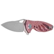 RikeKnife Mini Hummingbird Pink Titanium, Rose Damascus by Richard Wu (RK-MINI-PI)