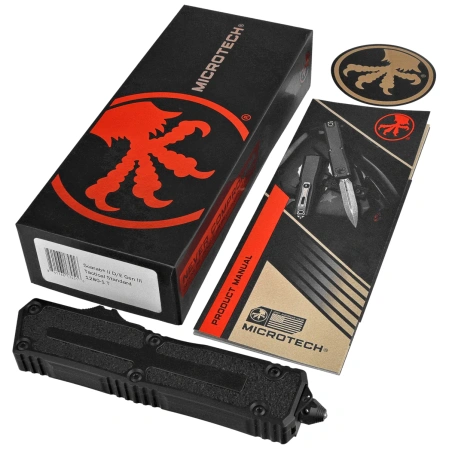 Nóż automatyczny OTF Microtech Scarab II Gen III D/E Black Aluminium, Tactical M390MK by Tony Marfione (1280-1T)