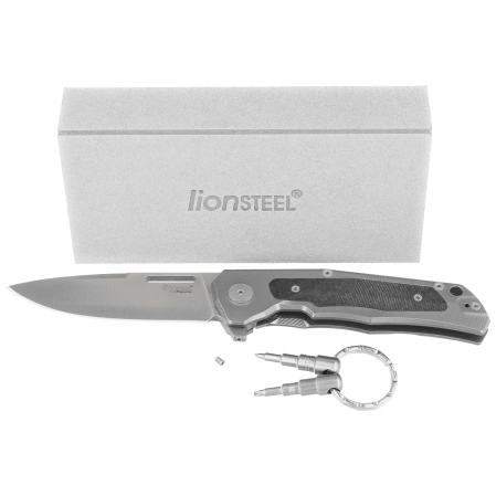 LionSteel Q4ttro Knife Gray Titanium/ Fat Carbon, Satin MagnaCut by Molletta (Q4 GY)