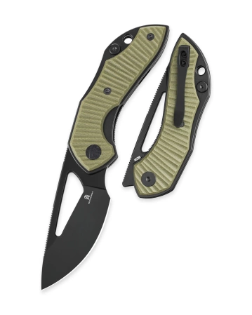 Bestechman Triassic Knife OD Green G10, Black PVD 14C28N by Denis Simonutti (BMK17D)