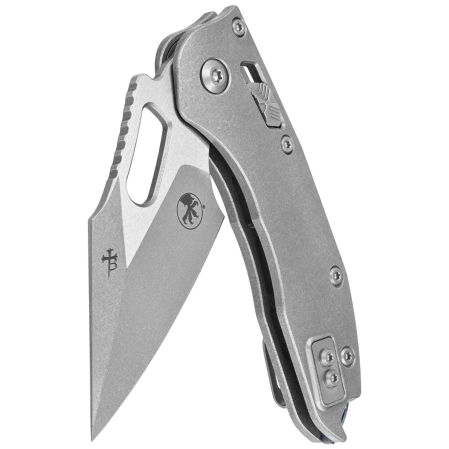 Nóż składany Microtech Marfione Select Stitch Ram-Lok S/E Slab Side Titanium, Ti Blue HW, Double Vapor Blast M390MK by Borka Blades and Tony Marfione (169RL-10MS2)