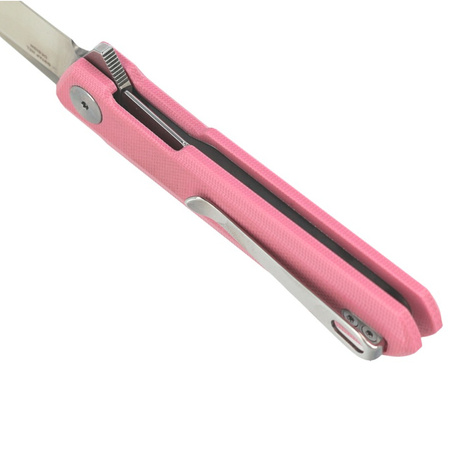 Bestechman Knife Mini Dundee Pink G10, Stonewashed / Satin D2 by Ostap Hel (BMK03B)